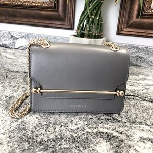 Strathberry Gray Leather Mini East/West Shoulder Bag